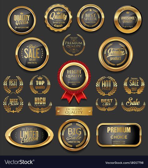 Golden Badges And Labels Collection 11 Royalty Free Vector