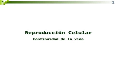 1 Reproducción Celular Continuidad De La Vida División Celular A La