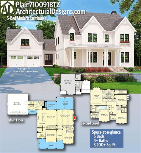 Search below for house plans with detached garage. Plan 710091BTZ: 5-Bed Country Farmhouse with Garage ...