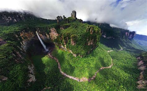 Nature Mountain Landscape River Dragon Falls Venezuela Angel