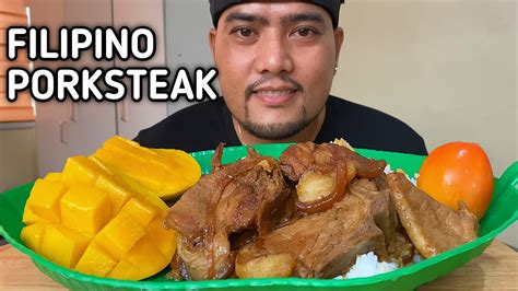 filipino pork steak bistek tagalog filipino food mukbang philippines youtube