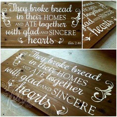 Reclaimed Wood Bible Verse Sign They Broke Bread In Their Homes And