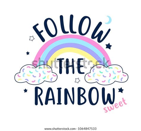 Follow Rainbow Slogan Hand Drawing Rainbow Stock Vector Royalty Free