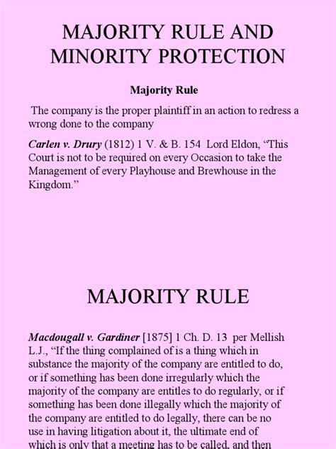 Majority Rule And Minority Protection Equity Law Valuation Finance