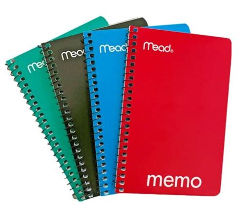 Mead Memo Mini Spiral Notebook Lined Note Pad 6x4 Various Colors Set Of