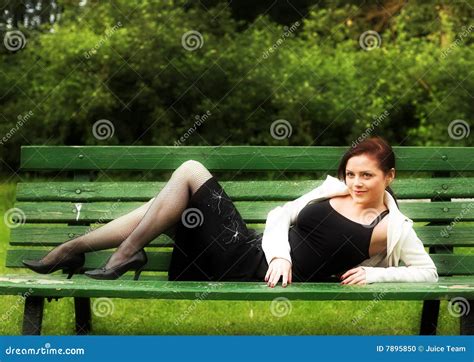 On The Bench Stock Photo Image Of Lying Lovely Luxuriant