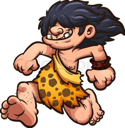 Running Cartoon Caveman With Long Stock Vector Colourbox