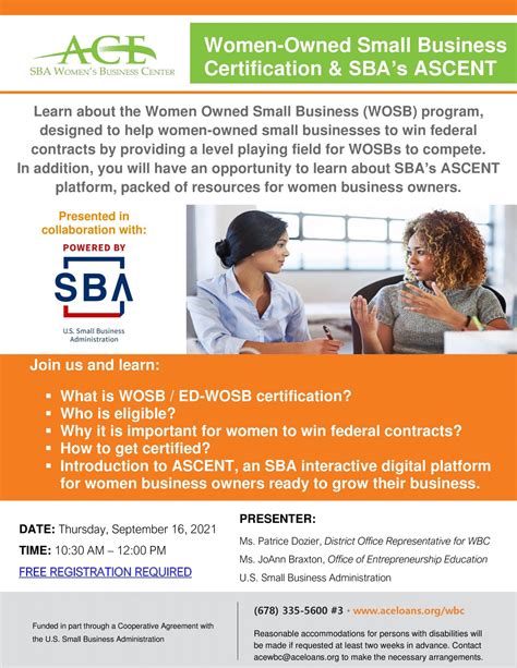 Women Owned Small Business Certification And Sbas Ascent Access To Capital For Entrepreneurs