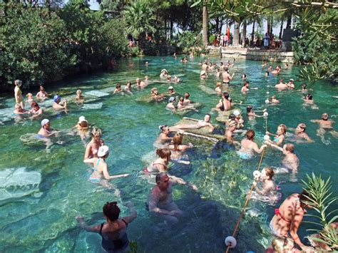 Natural travertine pools and terraces at pamukkale, turkey. Cleopatra's Thermal Pool at Hierapolis/Pamukkale ...