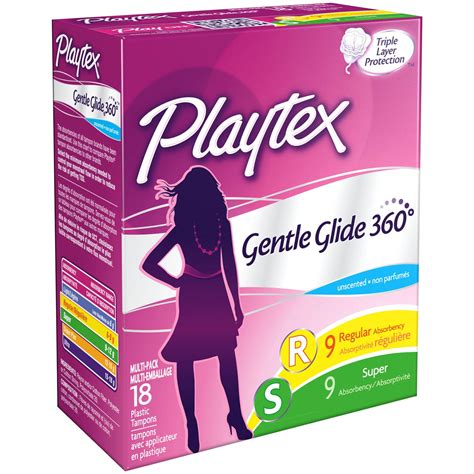 Playtex Gentle Glide Multi Pack Regular Super Unscented Plastic Tampons 18 Ct