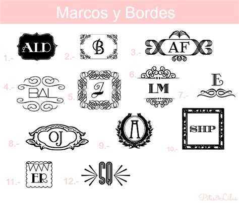 Pitis And Lilus 20 Tipos De Letra Marcos Y Bordes Para Monogramas