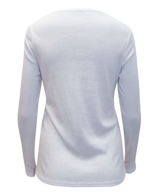 Marks And Spencer Mand5 White Pure Cotton Round Neck Long Sleeve Top