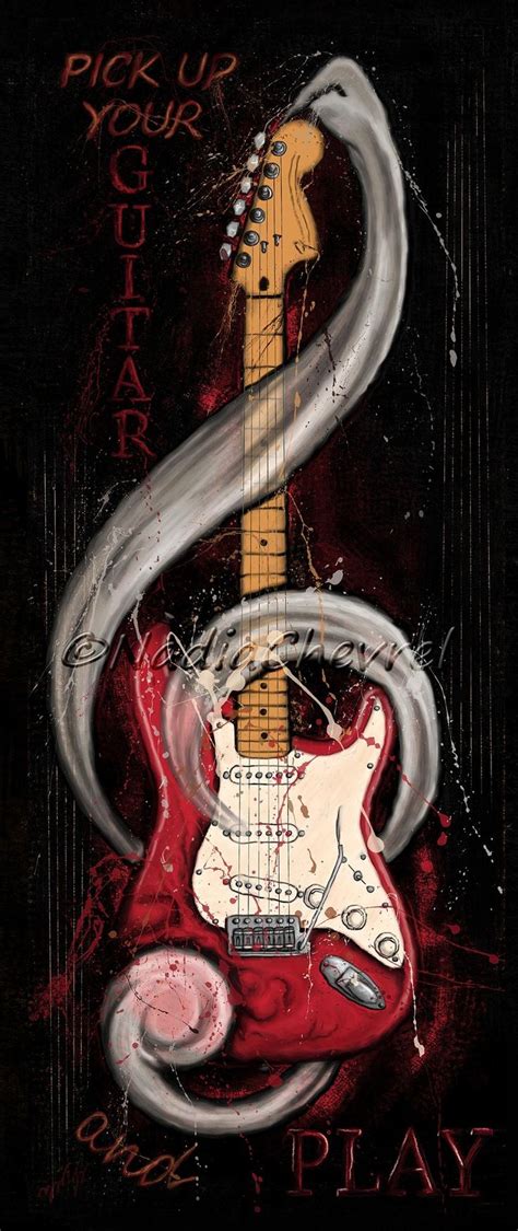 Electric Guitar Canvas Print Music Painting With Motivational Etsy