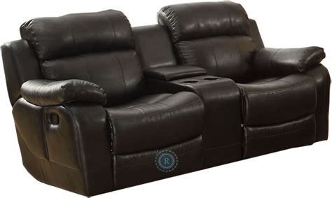 Marille Black Double Glider Reclining Loveseat With Center Console From
