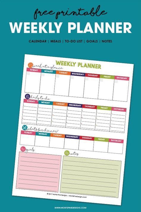 Simple template designs, ideal for printing. Free Printable Weekly Planner | Weekly planner printable ...