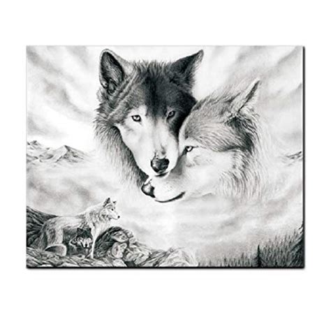 Aniuhl Wolf Wall Art Canvas Print Poster Black And White Wolves