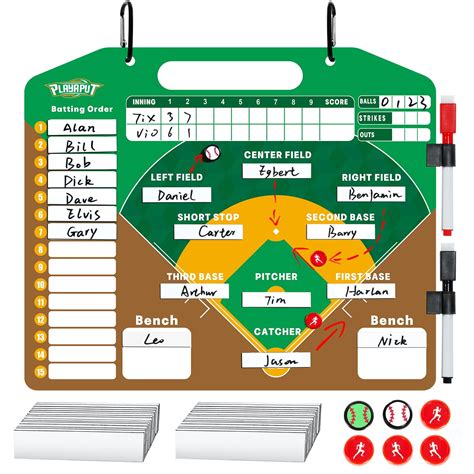 Jascopro Magnetic Baseball Coach Board Dry Erase Coaches Lineup