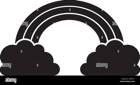 Silhouette Of Rainbow And Clouds Icon Over White Background Vector