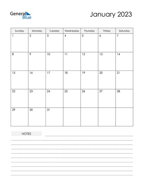 January 2023 Calendar Pdf Word Excel From 2023 January Calendar