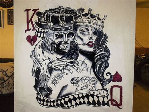 Skull King And Queen Of Hearts On Behance Queen Of Hearts Tattoo