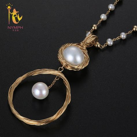 [nymph] long pearl necklace women fine jewelry natural freshwater pearl necklace double layer
