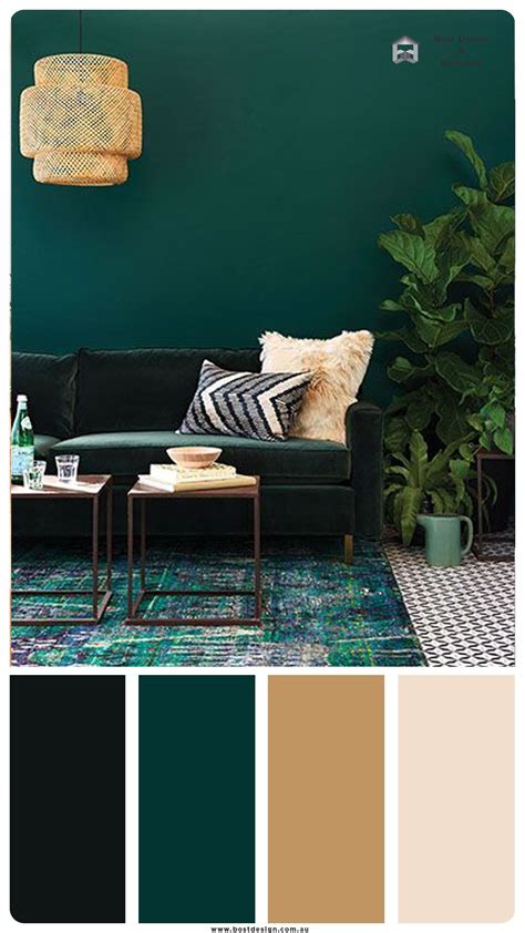 Dark Green Color Palette With Muted Gold Dark Green Living Room