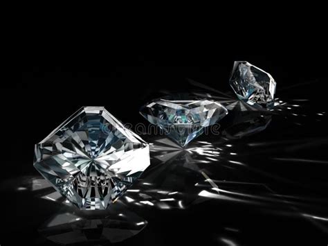 Group Of Diamonds On Black Backgroundbeautiful Shape Emerald Image