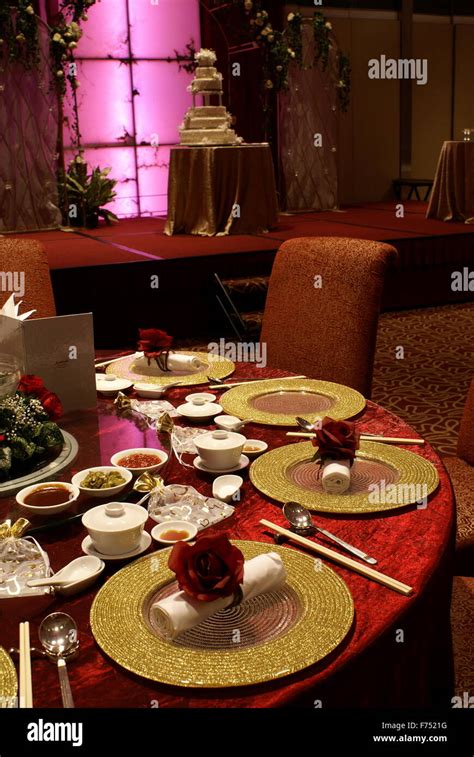 Chinese Wedding Table Setting Stock Photo Alamy