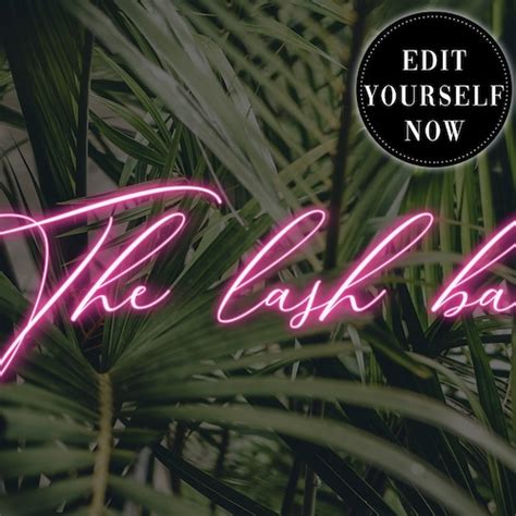 Pink Neon Logo Tropical Beauty Logo Lash Logo Design Etsy