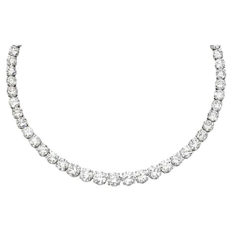 31 Carat Diamond Platinum Tennis Necklace At 1stdibs Platinum Necklace