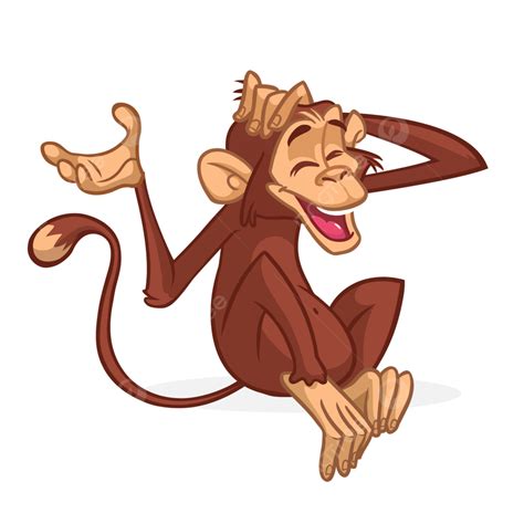 Gambar Monyet Kartun Lucu Duduk Mata Seni Gaya Png Dan Vektor Dengan