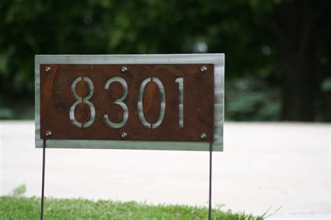 Rustic Metal Address Number Sign House Number On Yard Stake Address