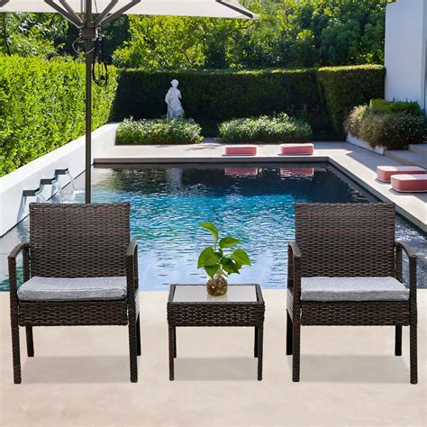 Small Patio Set 3 Pieces Outdoor Patio Furniture Set With Patio Chairs