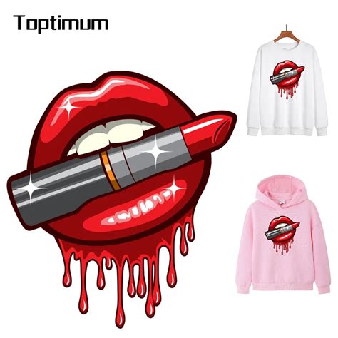 Sexy Red Lips And Makeup Patches For Clothing Diy T Shirt Patches Iron