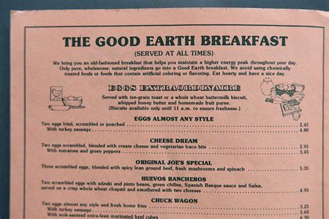 Sunday breakfast special & sunday night at the movies!! Blast From The Past: Original Menu From The Good Earth