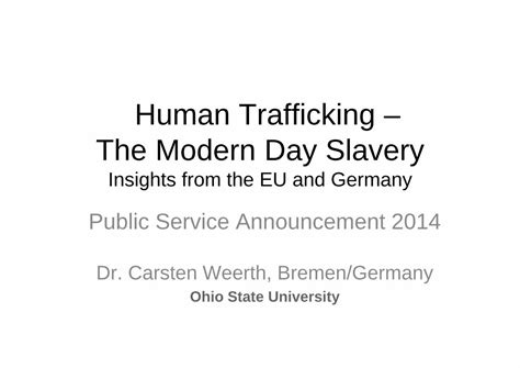 Pdf Public Service Announcement Human Trafficking The Modern Day