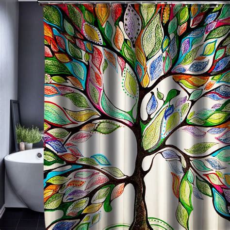 165x180cm Colorful Plant Customized Shower Curtain Bathroom Waterproof