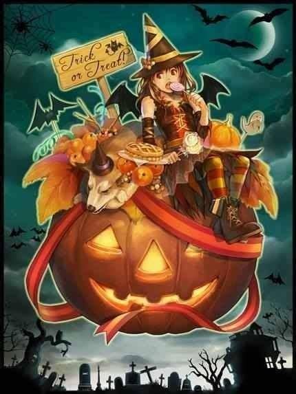 Anime Trick Or Treat Anime Illustration Pumpkin Halloween Trick Or
