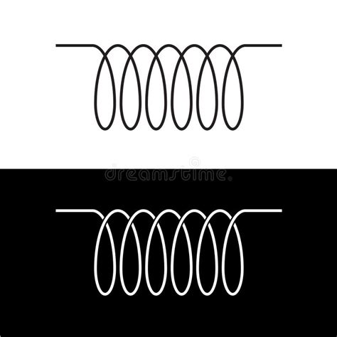 Induction Spiral Electrical Symbol Black Linear Coil Stock Vector