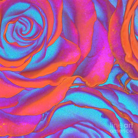 New Photographic Art Print For Sale Pop Art Pink Neon Roses Square