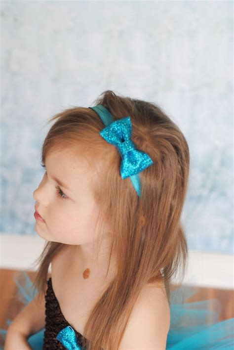 Items Similar To Turquoise Glitter Bow Headband On Etsy