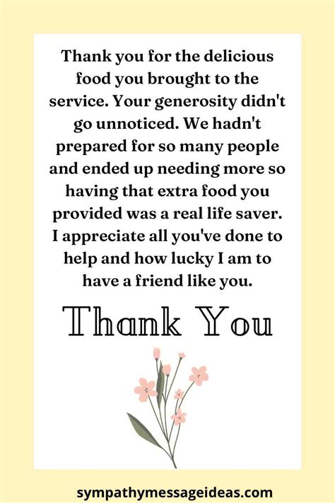 How To Write A Thank You Note For Funeral Food Templates Printable Free