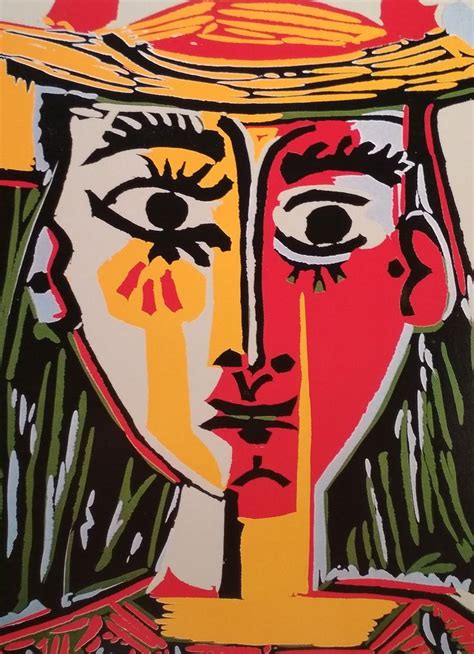Pablo Picasso Print Head Of A Woman In A Hat 1962 Cubist Art