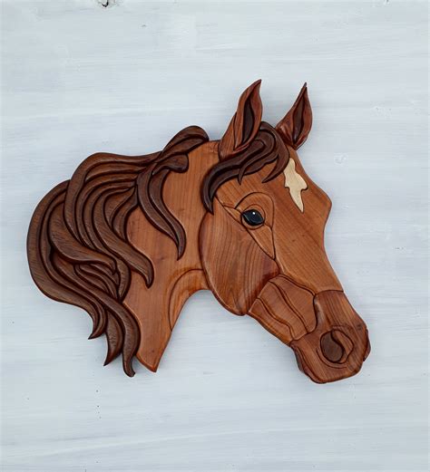 Intarsia Horse Express Shipping Wall Decor Horse Intarsia Wooden Art