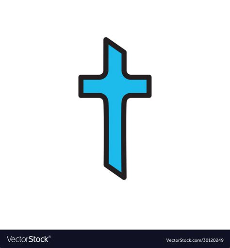 Blue Christian Cross Icon In Flat Design Vector Image