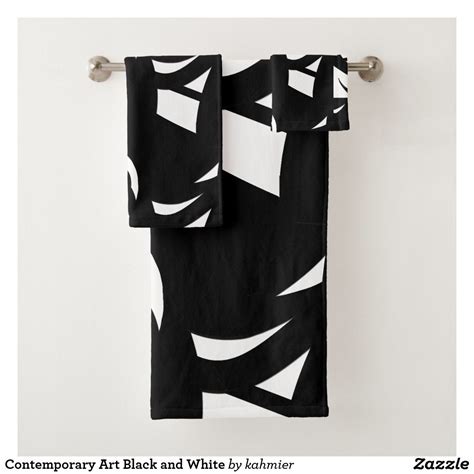 Contemporary Art Black And White Bath Towel Set Bathroom Homedecor