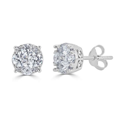 Fifth And Fine Carat Tw Natural Real Diamond Stud Earrings Set In