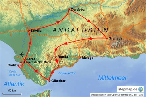 Stepmap Andalusienrundreise Landkarte Für Spanien