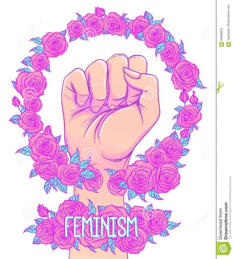 Womans Hand With Her Fist Raised Up Girl Power Feminism Conce Stock