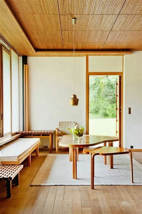 The interior of the house holds a raised loft area which was to function as a painting studio. Alvar Aalto | House interior, Interior design, House design